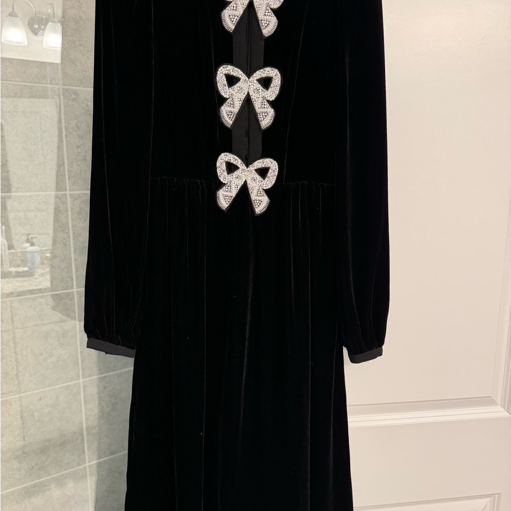 SALONI beaded bow dress. Worn once for a few hours.